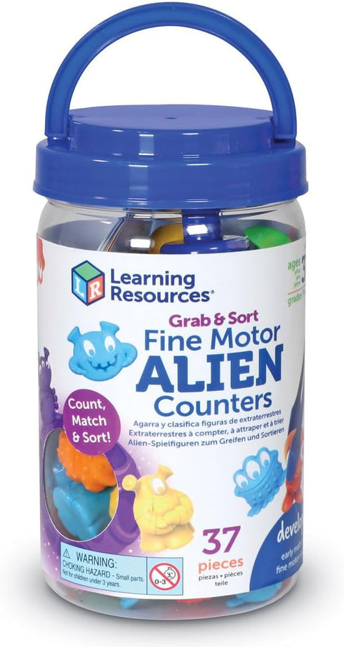 Learning Resources Grab & Sort Fine Motor Alien Counters - 37 Pieces, Ages 3+ Toddler Learning Toys, Math Counters for Kids, STEM Toys for Kids, P...