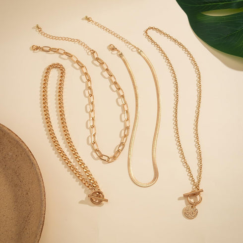 Hip Hop Layered Choker Necklace for Women Punk Vintage Coin Pendant Necklace Snake Chain Toggle Clasp Necklace...
