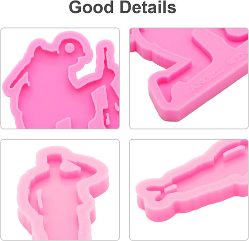 64Pcs Resin Molds Silicone Kit, 4pcs Shiny Glossy Soldier Shape Silicone Molds for Resin Epoxy Casting Molds, Keychains, Jump Ring for DIY Keychai...