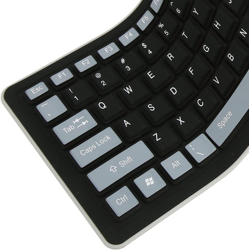 Silicone Keyboard, Foldable Silicone Keyboard Soft Waterproof Rollup Keyboard for PC Laptop Notebook, 103 Keys, Mute Typing, Lightweight (Black)...