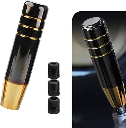1 PC Car Gear Shift Head, 5.11" Alloy Anti-Slip Gear Shift Knob with M8/M10/M12 Adapter, Modified Decorative Accessories, for Most Automatic Manua...