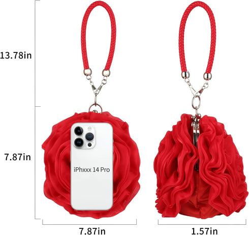 Flower Clutch Purse Small Evening Bag Sweet Wristlets Handbag Wedding Clutch Bag, Red...