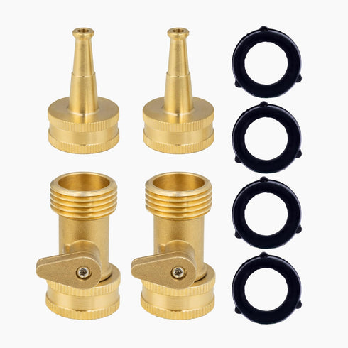 Heavy Duty Brass Hose Nozzle, 3/4" GHT Jet Nozzle High Pressure Garden Water Hose Sprayer Nozzle with Shut Off Valve, Hose Nozzle Sprayer for Hose...