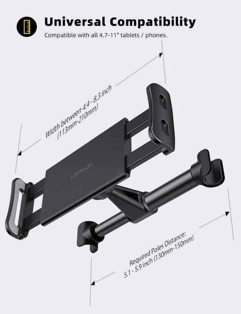 Lamicall Car Headrest Mount, Tablet Headrest Holder - Stand Cradle Compatible with iPad Pro Air Mini, Galaxy Tabs, Other 4.7-10.5" Cellphones and ...