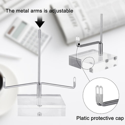Glenmal 3 Pack Adjustable Metal Arm Display Stand Easel with Acrylic Base for Gemstones Fossils Minerals Plates Collectibles with Adjustable Metal...