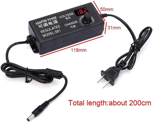 3-24V 2A Adjustable AC/DC Power Adapter, 50-60hz Multi Voltage Power Supply for Household Electronics and LED Strip, 5.5 x 2.5mm US Plug...