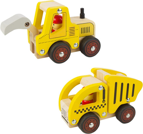 Wooden Push Car Toys for Infants 18 Months, 2 Pcs Baby Vehicle Toys Hand Push Car Toys for 2 Year Old Boys Girls (Excavator + Truck)...