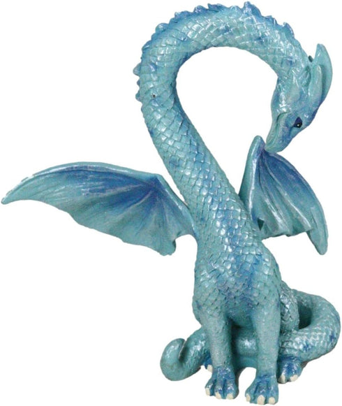 Ebros Valentine Cupid Love Blue Dragon Figurine 5.5" Tall Romantic Male Dragon Left Part of Heart Curve Collectible Medieval Fantasy Dungeons and ...
