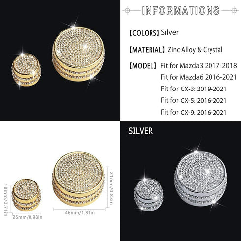 1797 Multimedia Volume Knobs Covers Compatible with Mazda Bling Accessories Caps Decals Stickers 3 6 CX3 CX5 CX9 2016 2019 2020 2021 Interior Insi...