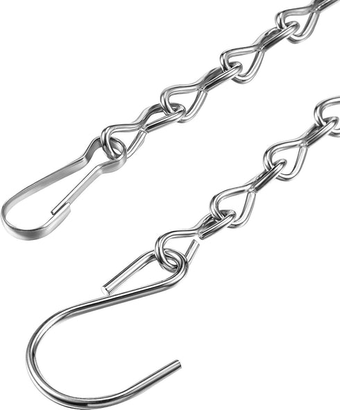 2 Pack Hanging Chain for Bird Feeders, Planters, Lanterns and Ornaments (9.5 Inch, Silver)...