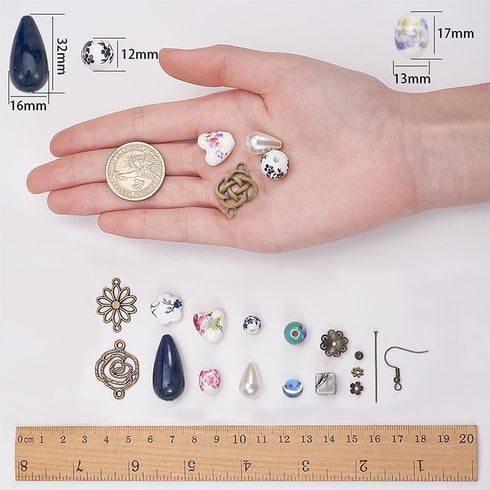 SUNNYCLUE 1 Box DIY 10 Pairs Porcelain Earring Making Starter Kit with Porcelain Beads, Spacer Bead, Earring Hooks Jewelry Arts Craft Supplies Fin...