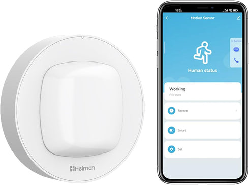 HEIMAN WiFi Smart Motion Sensor, Wireless Home Security PIR Motion Detector, Real-Time App Notifications and Large Area Detection, Contact Sensor ...