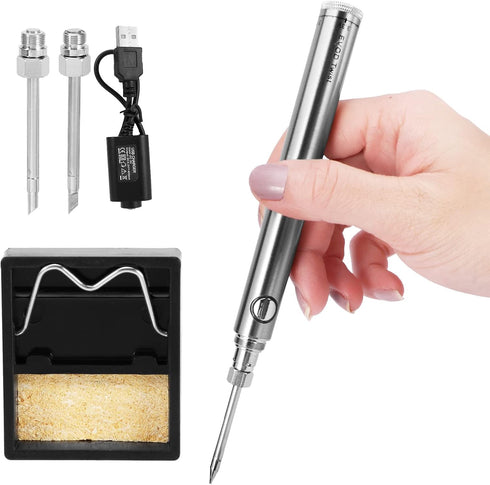 Digital Soldering Iron Tool Set, Rechargeable Cordless Solder Tool Adjustable Temperature, Welding Tool Kit with 3pcs Soldering Iron Tip, USB char...
