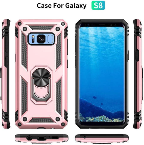 Yiakeng Samsung Galaxy S8 Case, Samsung S8 Phone Case, Military Grade Protective Cases with Ring for Samsung Galaxy S8 (Rose Gold)...