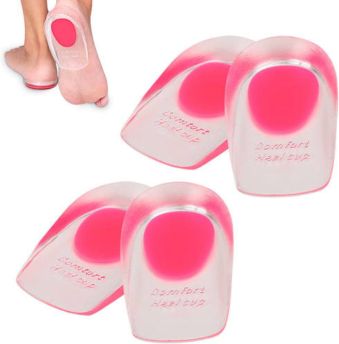 2 Pairs Women Gel Heel Cups, Soft Elastic Massage Heel Cushion Foot Pain Relief for Plantar Fasciitis Bone Spur Achilles Pain, 4.1 x 2.4 x 0.9in...
