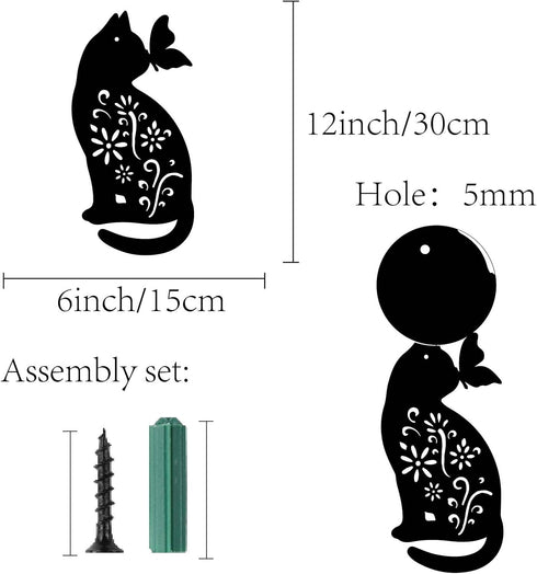 CREATCABIN Cat Metal Wall Art Animal Butterfly Decor Wall Hanging Silhouette Sculpture Ornaments Iron Sign for Indoor Outdoor Home Living room Kit...