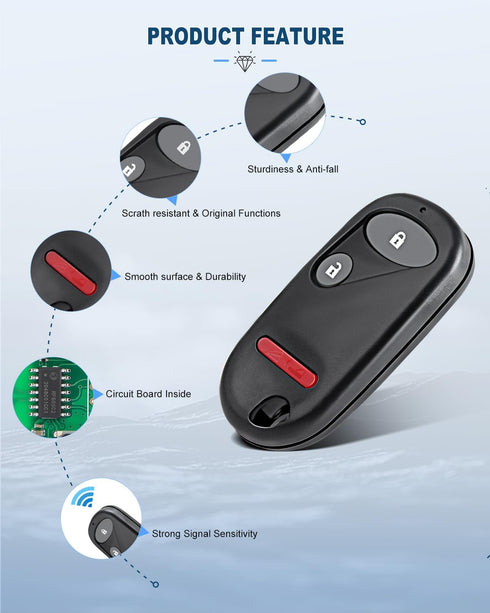 ECCPP OUCG8D344HA Key fob Replacement for 3 Buttons Keyless Entry Remote Key Fob 02-10 for H onda Civic CR-V Element OUCG8D-344H-A (Pack of 1)...