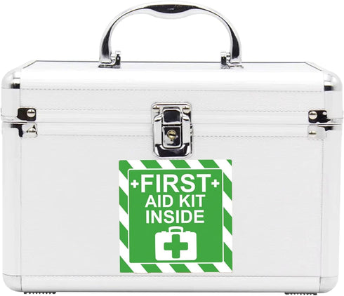 Green First Aid Kit Inside Red Fire Extinguisher Inside Stickers 4 Inch Safety Sign-Adhesive First Aid Kit Sign Decals UV Resistant 8 Pcs Industri...