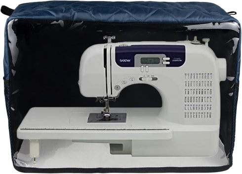 Sewing Machine Dust Cover Compatible with Most Standard Home Singer & Brother Machines, Visible PVC Window (Red)...