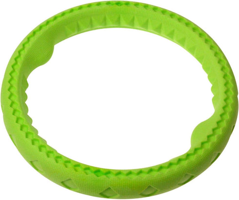 Dog Chewing Ring - Soft Rubber Ring Dental Chewing Teething Biting Chasing Training Toy for Small and Medium Dog Puppy - 10", Green...