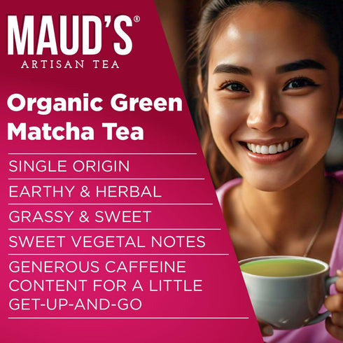 Maud's Organic Matcha Green Tea Pods, 24 ct, Recyclable Single Serve Tea Pods – 100% Gourmet Blended Tea Leaves, Compatible with Keurig K Cups Mak...