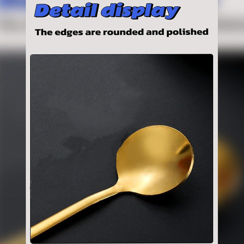 4PCS 2-6.7 ""coffee spoons and 2-6"" coffee spoons, mixing spoon, tea spoon long handle?gold spoon, iced tea spoon, mixing spoon, gold espresso sp...