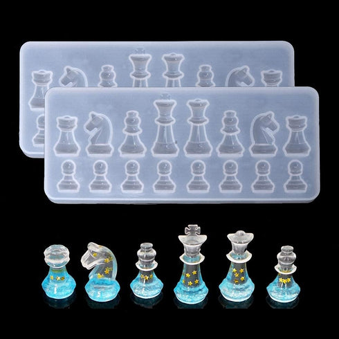 2Pcs Mini Small Chess Pieces Resin Molds, International Chess Silicone Mold Epoxy Resin Craft Casting Clay Decorating Tools...
