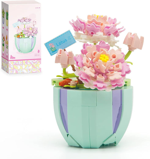 Lotus Flower Building Set, Mini Cute Botanical Collection Flower Bonsai Plant, Creative for Kids 6+ and Adults, Room Or Home Decor (312PCS) - No C...