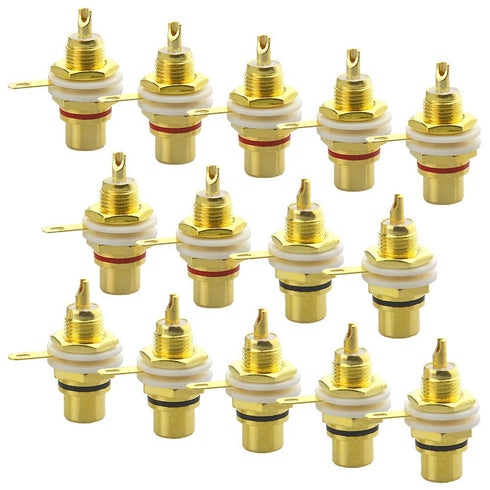 WMYCONCONG 14 PCS RCA Female Phono Panel Mount Audio Socket Connector Audio Terminal Jack Panel Mount for Amplifier Audio Terminal Plug...