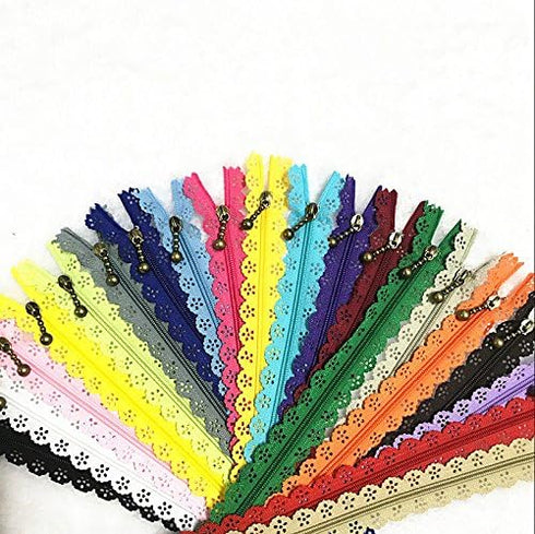 WKXFJJWZC 40Pcs Novelty (40cm) 16 inch Lace Closed End Zippers Nylon for Purse Bags for DIY Sewing Tailor Craft Bed Bag ?20/Color? (16 inch)...