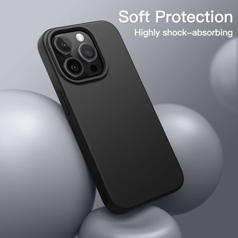 JETech Silicone Case for iPhone 15 Pro 6.1-Inch, Silky-Soft Touch Full-Body Protective Phone Case, Shockproof Cover (Black)......