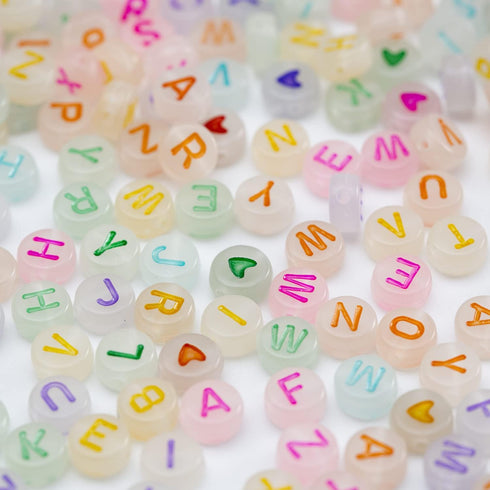 500PCS Acrylic Letter Beads Glow in The Dark for Jewelry Making Alphabet Beads for Bracelets Kit Letters Beads for Necklace Making (color letter l...
