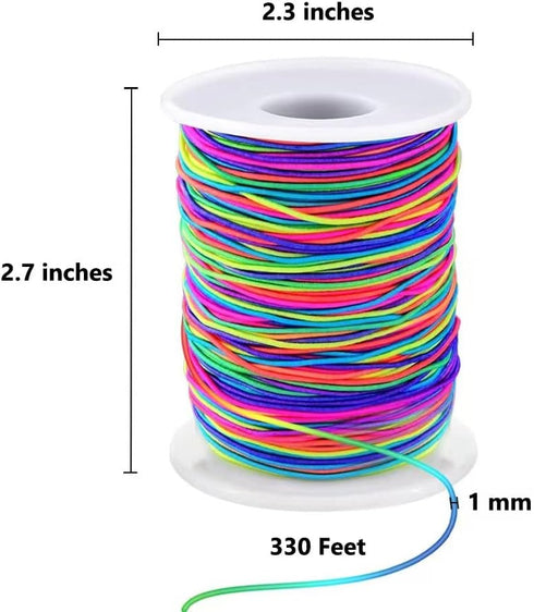 Elastic String for Bracelets, 1mm x 330 Feet Sturdy Rainbow Elastic Cord for Jewelry Making, Necklaces, Beading and Crafts...