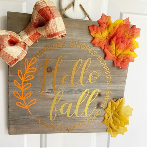 Welcome Fall Stencils 12” Hello Pumpkin Stencil Thanksgiving Stencil Autumn Gather Happy Harvest Drawing Templates for Painting on Wood Sign Fall ...