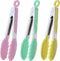 Small Tongs with Silicone Tips 7-Inch Serving Tongs, Set of 3 (Pink Mint Yellow)...