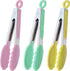 Small Tongs with Silicone Tips 7-Inch Serving Tongs, Set of 3 (Pink Mint Yellow)...