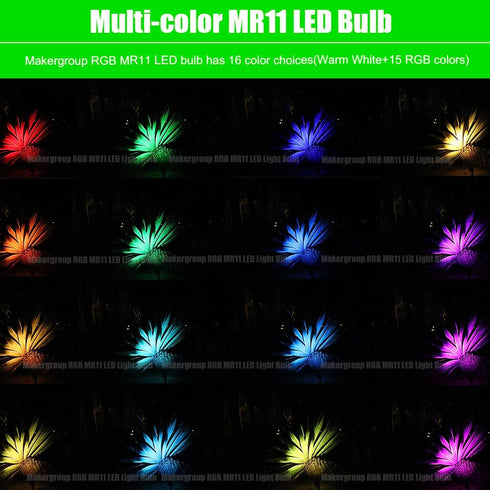 RGB MR11 LED Bulbs Color Changing, GU4 Bi-pin Base, Warm White+15 Multicolors and 4-Level Brightness on Remote Control, 12V MR11 Halogen Bulb Repl...