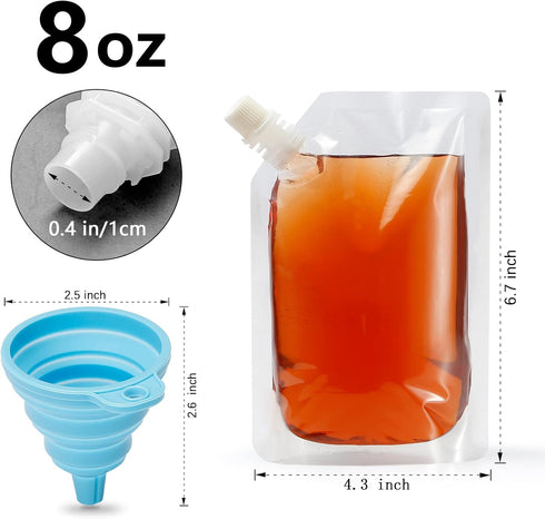 20 Pcs Liquor Flasks Cruise Pouch Reusable Sneak Travel Drinking Flask Concealable Alcohol Plastic Flasks bags with Funnel (8 oz)...