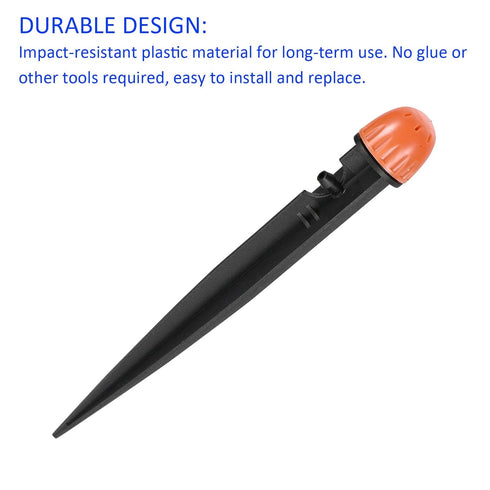 5 Pack Drip Emitters - Garden Lawn 360 Degree 8 Holes Irrigation Dripper Sprinklers with Stakes Apply to Watering System (170mm Orange, Black)...