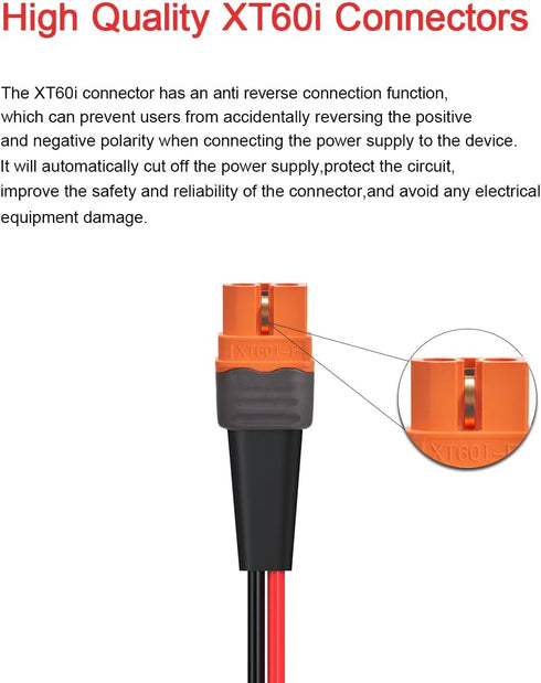 10AWG 6FT Solar to XT60i Cable 2 6 10 25 35 50 75 100FT Solar Connector to XT60i Adapter Cable for Portable Power Station (6FT)...