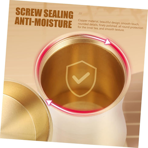 Zerodeko Tea Pot Copper Craft Coffee Bean Storage Tea Coffee Sugar Storage Container Delicate Storage Holder Delicate Tea Leaf Organizer Sealed Ti...