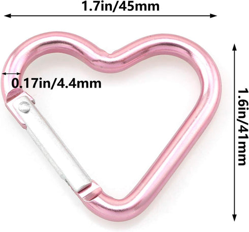 10pcs Heart-Shaped Aluminum Snap Hook Clip Key Holder, Keychain Clip (Light Pink)...