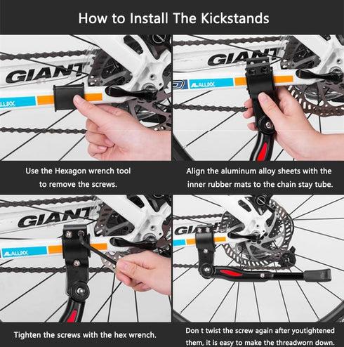 Bike Kickstand Adjustable Aluminium Alloy Kickstand Rear Side Bicycle Kick Stand (Fits 16 18 20 Inch Bike)...