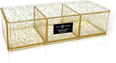 Isaac Jacobs Clear Acrylic 3 Section Organizer- Three Compartment Drawer Tray and Storage Solution for Office, Bathroom, Kitchen, Supplies, and Mo...