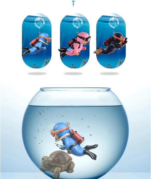 Adventure! Cute Little Diver Fish Tank Decorations, 3 Pack Floating Aquarium Decoration, Funny Fish Tank Decor, Retro Old Octopus Wreck Ornament A...
