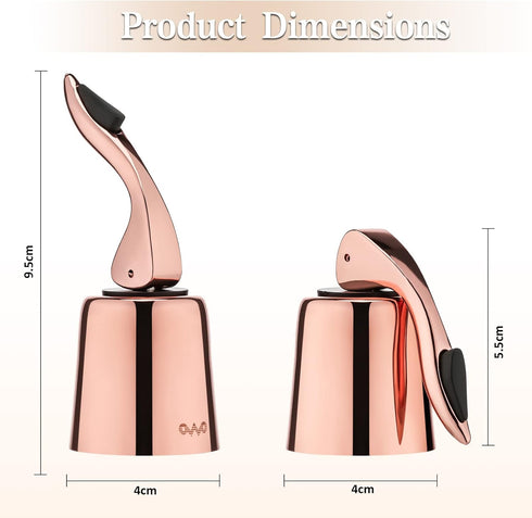 OWO Stainless Steel Wine Bottle Stopper, Reusable Wine Saver with Silicone Seal, Decorative Bottle Sealer, Keeps Fresh (Rosegold, 2 Pack)...