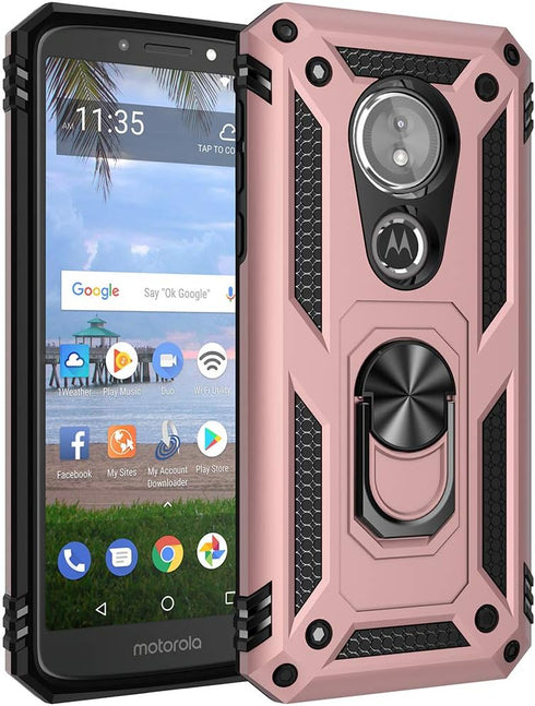 Military Grade Drop Impact for Motorola Moto E5 Case Moto G6 Play 5.7 Inch Metal Rotating Ring Kickstand Holder Magnetic Car Mount Armor Heavy Dut...
