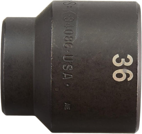 SK Tools USA 1/2" Drive, 36MM, 6 Point, Standard Impact Socket 34086...