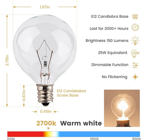 Scentsy Light Bulbs for Warmer, 25 Watt Wax Warmer Bulbs with Dimmable, Fast Melting Wax, E12 Base G50/G16.5 Globe Bulbs for Full Size Wax Warmer ...