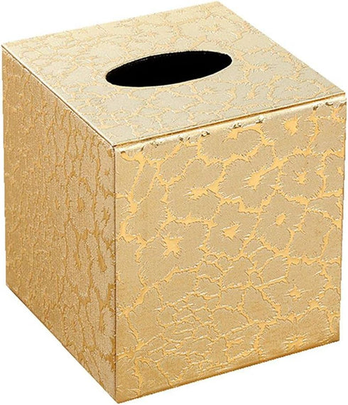 S Forever Home Decor Cube Tissue Box Holders PU Leather Square Tissue Box Cover (Gold Lightning)...